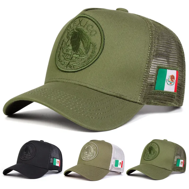 1pcs Unisex Embroidered Dad Cap Style Baseball Cap - Mexican Flag Design, Adjustable, Sun Protection, Casual Outdoor Ball Hat for Spring Summer Beach