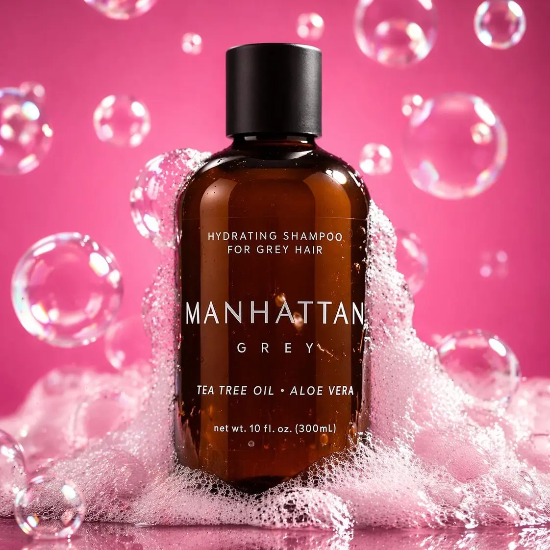 Hydrating Shampoo for Grey Hair with Aloe Vera & Tea Tree Oil Sulfate-Free Formula for Soft & Manageable Strands | Manhattan Grey