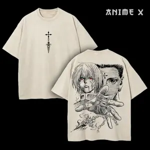 Retro Heavy Limited Kurapika vs Chrollo Hunter X Hunter Anime Double Printed Vintage Oversized Washed Tee Unisex Oversize Anime Manga Washed Heavyweight Cotton T-shirt, Gift For Anime Fan, Anime Lover