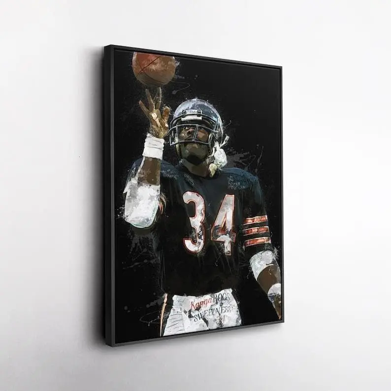 Walter Payton Poster - Chicago Bears Football Wall Art, Classic Sports Decor, Man Cave, Watercolor Print [UNFRAMED - PRINT ONLY]