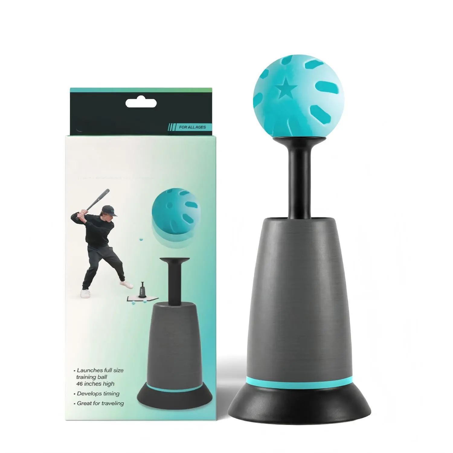 DOUBLE ZEE Adjustable Height Ball Popper Baseball Batting Trainer, Durable Nylon Hitting Aid, No Pitcher Needed for Perfect Swings, 1 Training Ball Included