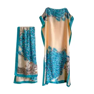 beach cover upscolorblock print long scarf Dress+1 Scarf,Women's Colorblock Print Long Scarf & Poncho Set, Casual Soft Comfortable Shawl for Beach Vacation, Beach Cover Ups, Fashion Accessories for Women & Girls