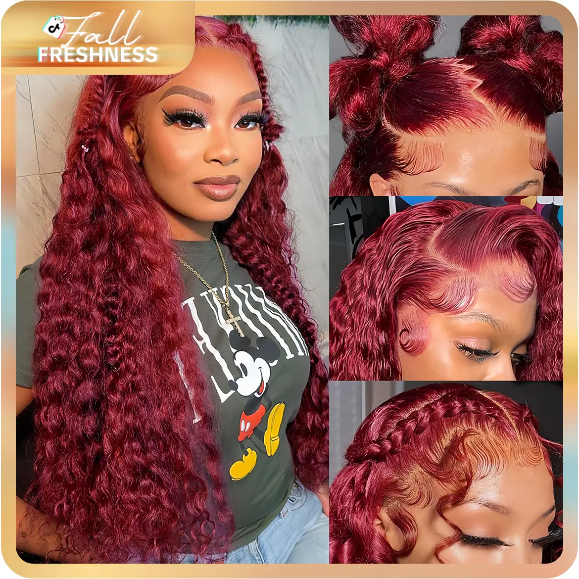 Cheetahbeauty 200% Density 99J Burgundy/Natural Black/Ombre T1B/4/27 Deep Wave Lace Front Wigs Human Hair 13x6 HD Lace Frontal Wigs Human Hair Lace Fr