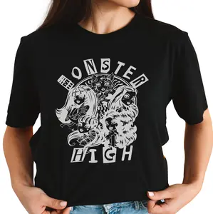 Vintage 2000s Monster High Gray Black Y2k Graphic Tee Shirt Adult Size Large L Graphic Cotton Tees for Men Women Cool & Essential Tee for All