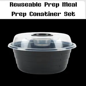 4-Cup Meal Prep Bowls with Lids & Dressing Cups, 10 Pack Microwavable Food Storage Containers, Reusable BPA-Free Lunch Bowls for Salad, Snacks & Meal Prep, Black