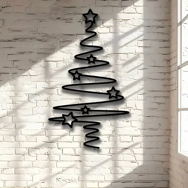 Iron Art Christmas Tree Wall Decor, Perfect Indoor Outdoor Decoration for Holidays Like Halloween Easter Thanksgiving