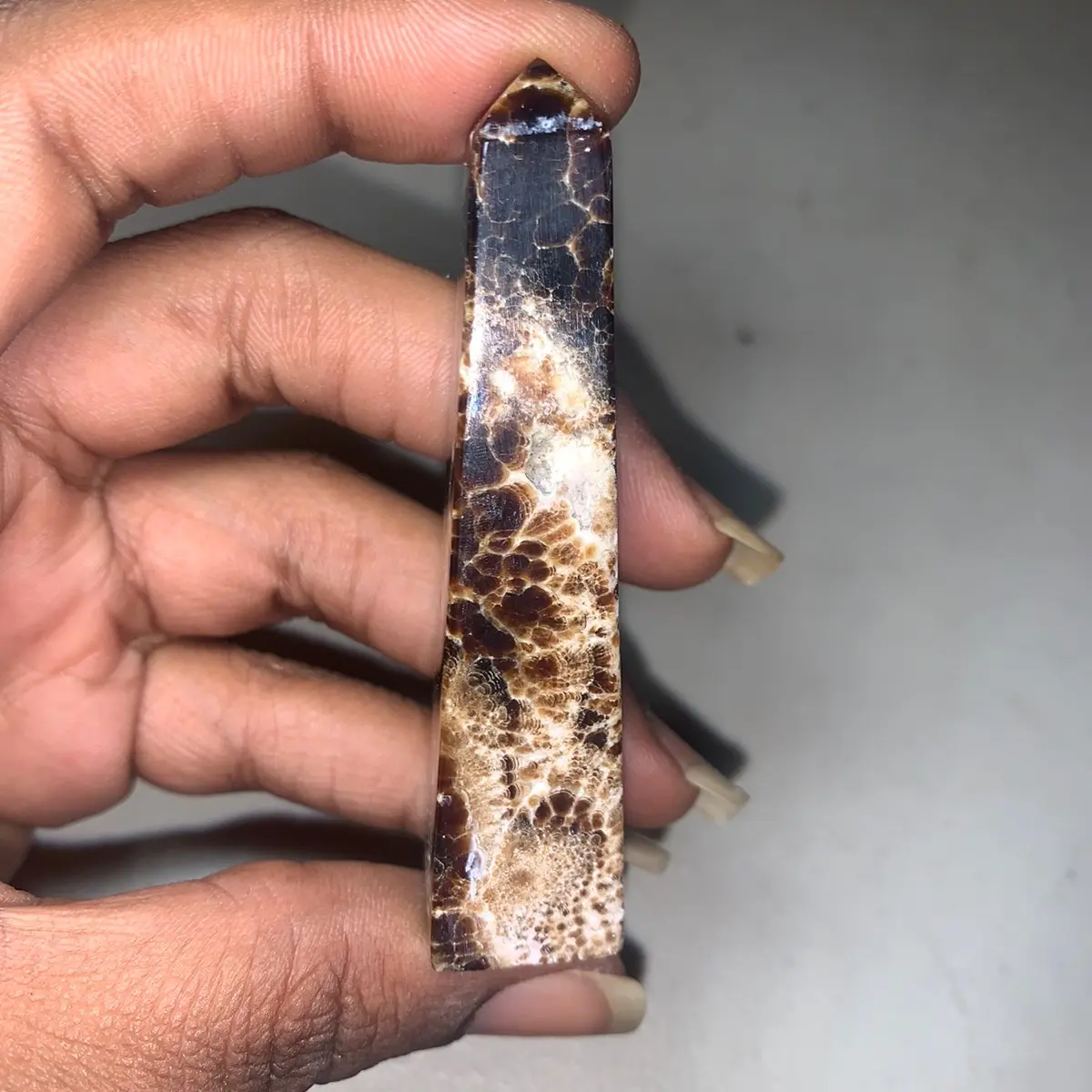 Natural Chocolate Calcite Mini Crystal Tower Obelisk