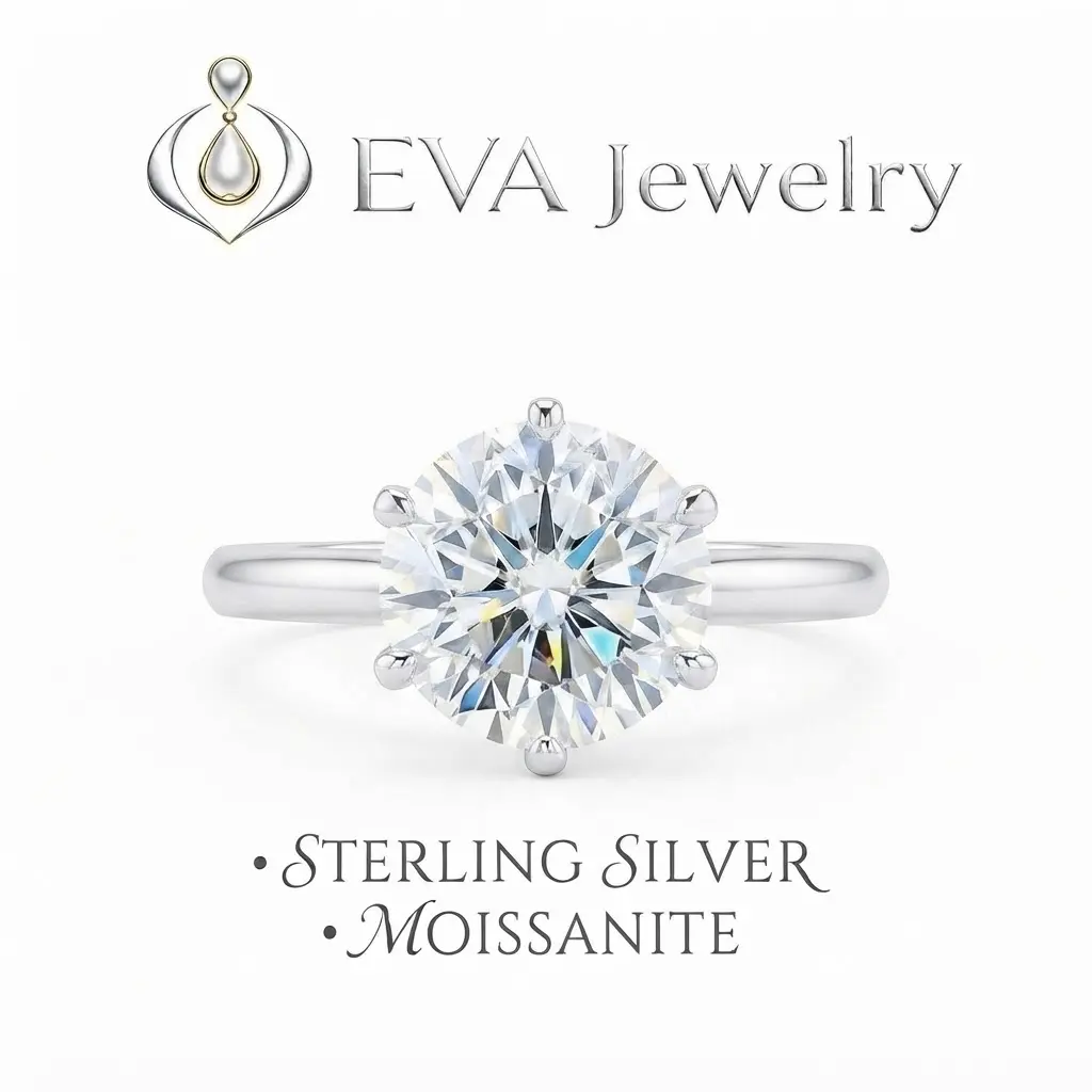 [EVA Jewelry] Tarsha 5CT 925 Sterling Silver Synthetic Moissanite Ring