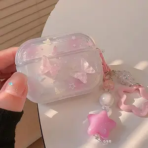 AirPods Case, Gradient Butterfly Pattern Hard Shell, For AirPods 1 2 3 4 Pro 2 Users, Aesthetic Protective Cover Coque Fundas