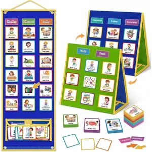 Large Visual Schedule for  Chore Reward Chart,Bedtime Routine Chart for ,Double Side Weekly Planner Board with 109 Cards for  School Planner, Learning Materials.