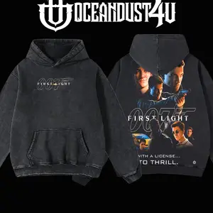 OceanDust4U 007 First Light Menswear Apparel - 100% Premium Cotton Fabric, Oversized Fit, Pre-Washed, Unisex Classic Hoodie & T-Shirt, American Made WJD
