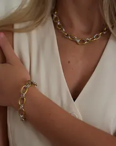Emery Link Necklace – 18k Gold Water Resistant  Mixed Metal