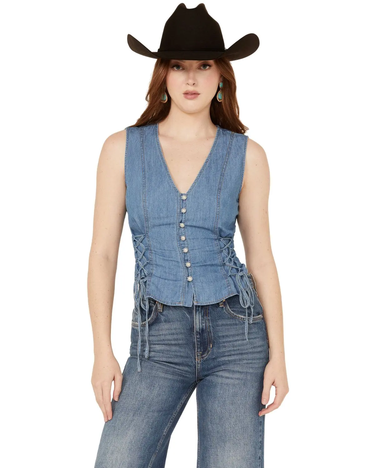 Scully Women's Women'S Tie Side Denim Vest - Hc921