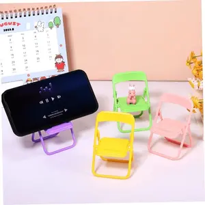 4 sets of small foldable chair phone stands, cute and charming small chairs, compact and portable lazy person support stands, creative desk and chair phone stands, desktop decorations, suitable as Christmas and birthday gifts