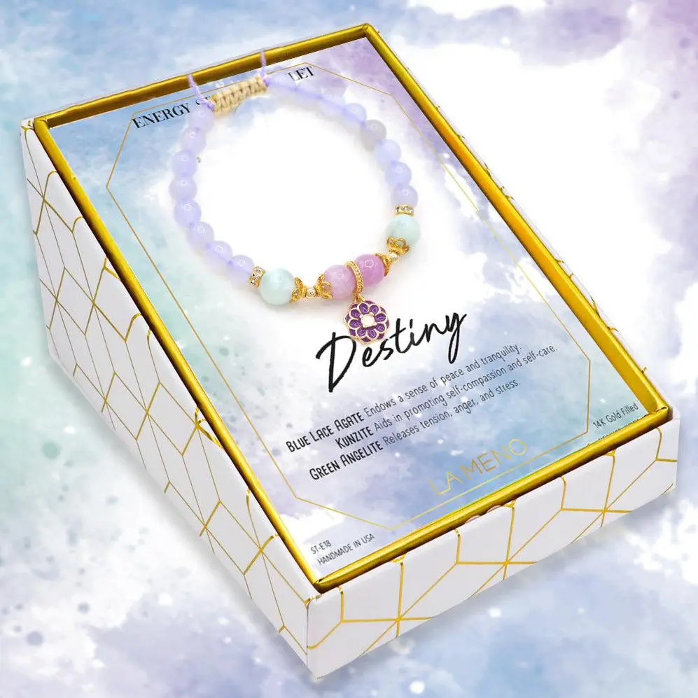 Destiny Bracelet - Blue Lace Agate, Kunzite and Green Angelite Bracelet made with 14K Gold Fill Adjustable to Fit Up to 7.5 Inches