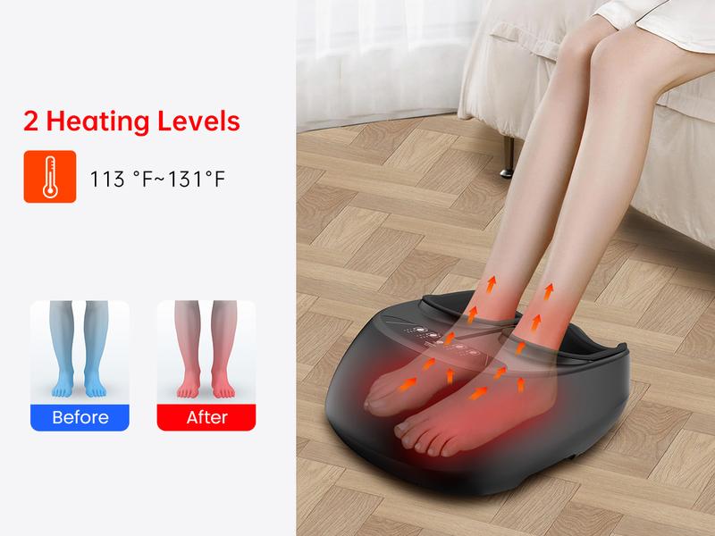 Snailax Foot Massager with Heat, Remote Control, Shiatsu Heated Foot Massager Machine with Deep Kneading, Rolling, Compression, Vibration Therapy Device Adjustable