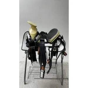 Charro Pony Saddle – Black & White Leather (12.5”) “El Potrillo Blanco”