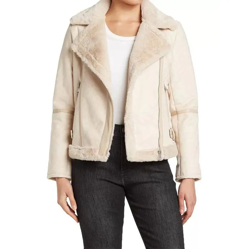 Ivory Fur Shearling Leather Jacket