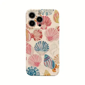 Conch shell colorful marine life pattern ultra-thin phone case, full-cover drop-proof hard protective case, shockproof hard shell, Christmas gift, suitable for iPhone 17/16/15/14/13/12/11, a gift for friends, family, and yourself
