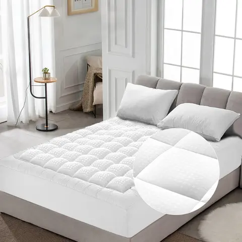 【Fall Deals】WeCharmer Queen Fitted Mattress Topper (500g) - Cooling Microfiber Bed Pad, Lightweight Cover, Soft Breathable Cool Touch Protector, 8-21 in Deep Pocket, Machine Washable, Improves Sleep Quality, Summer Use, Bed Pads Washable