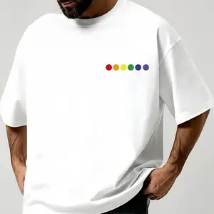 Minimalist Rainbow Dot Print T-Shirt, LGBTQ+ Pride Subtle Casual Top