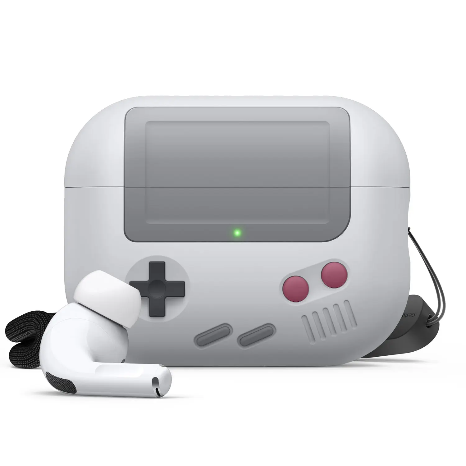 AW5 Case with Strap for AirPods Pro 2 - Retro Game Console Design, Durable Silicone Protective Cover Accessory, Lanyard Included