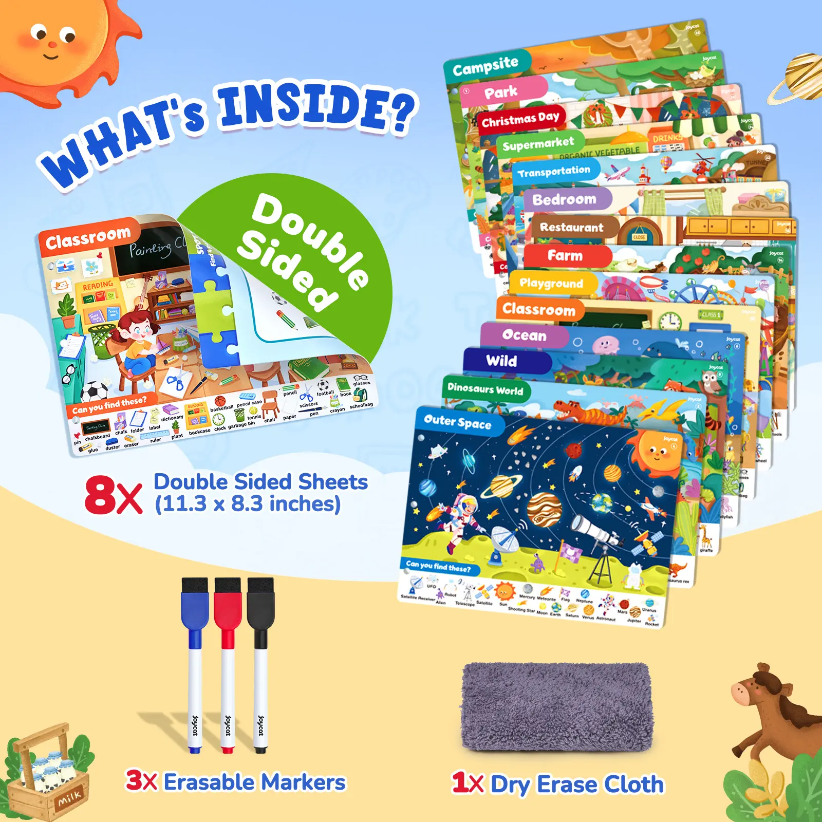 Seek & Find Game Book【Mixed Themes - 8 Sheets】