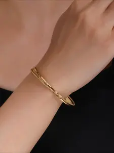 1pc Fashionable Creative Exquisite Bracelet Double Layer Twisted Design Cuff Bangle For Women's Banquet Gift