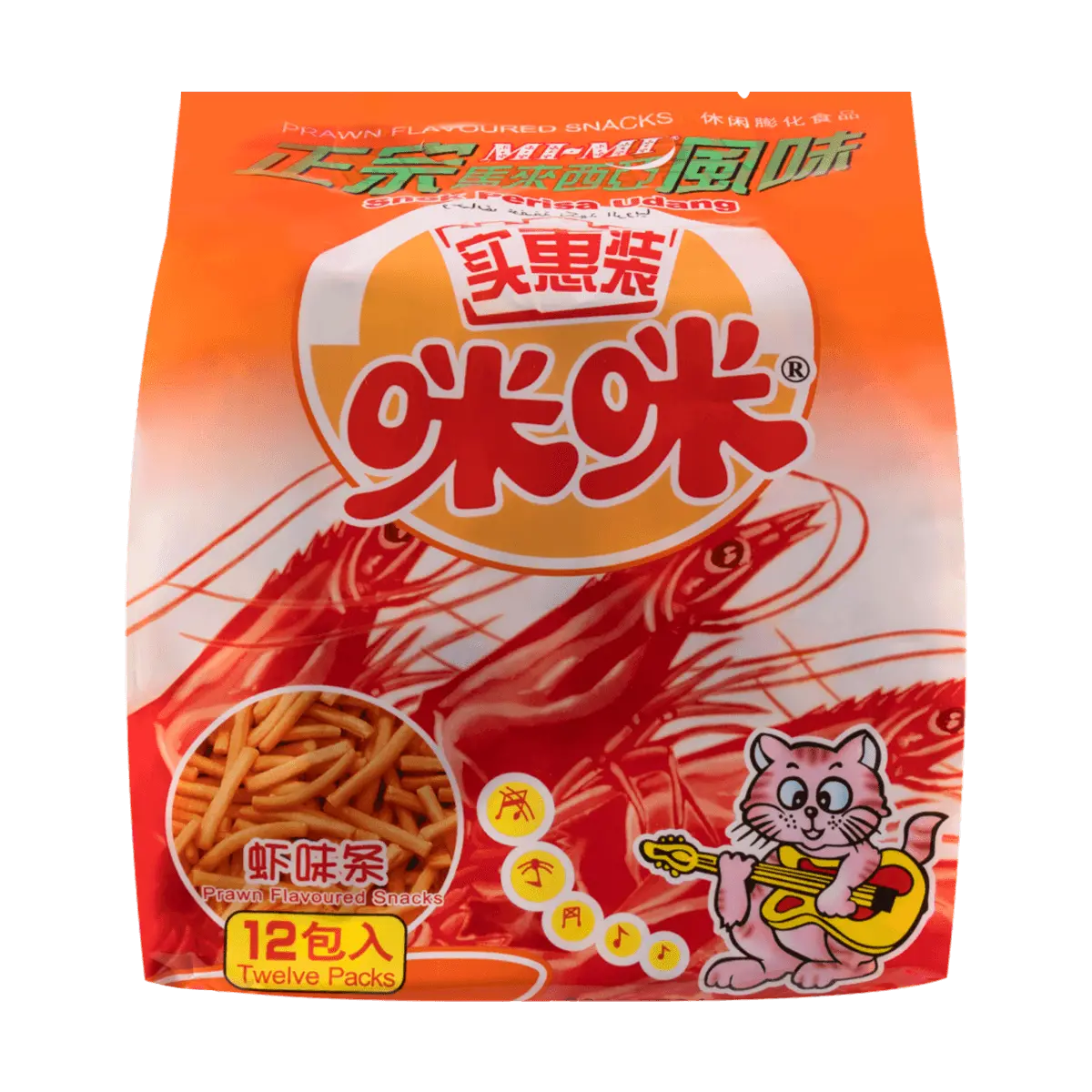 MIMI Shrimp Flavored Crispy Sticks - 12 Pack Value Bundle, 240g - Savory Snack for Parties & On-the-Go