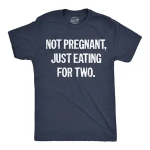 Mens Funny T Shirts Not Pregnant Just Eating for Two Sarcastic Food Lovers Graphic Novelty Tee for Men Mens Funny T Shirts Cool Vintage Fashion T-Shirt Gift Classic Menswear Sarcastic Apparel for Men Funny Food Navy - Not