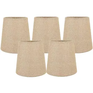 Meriville Burlap Clip On Chandelier Lamp Shades, 3.5-inch by 4.5-inch by 4.5-inch