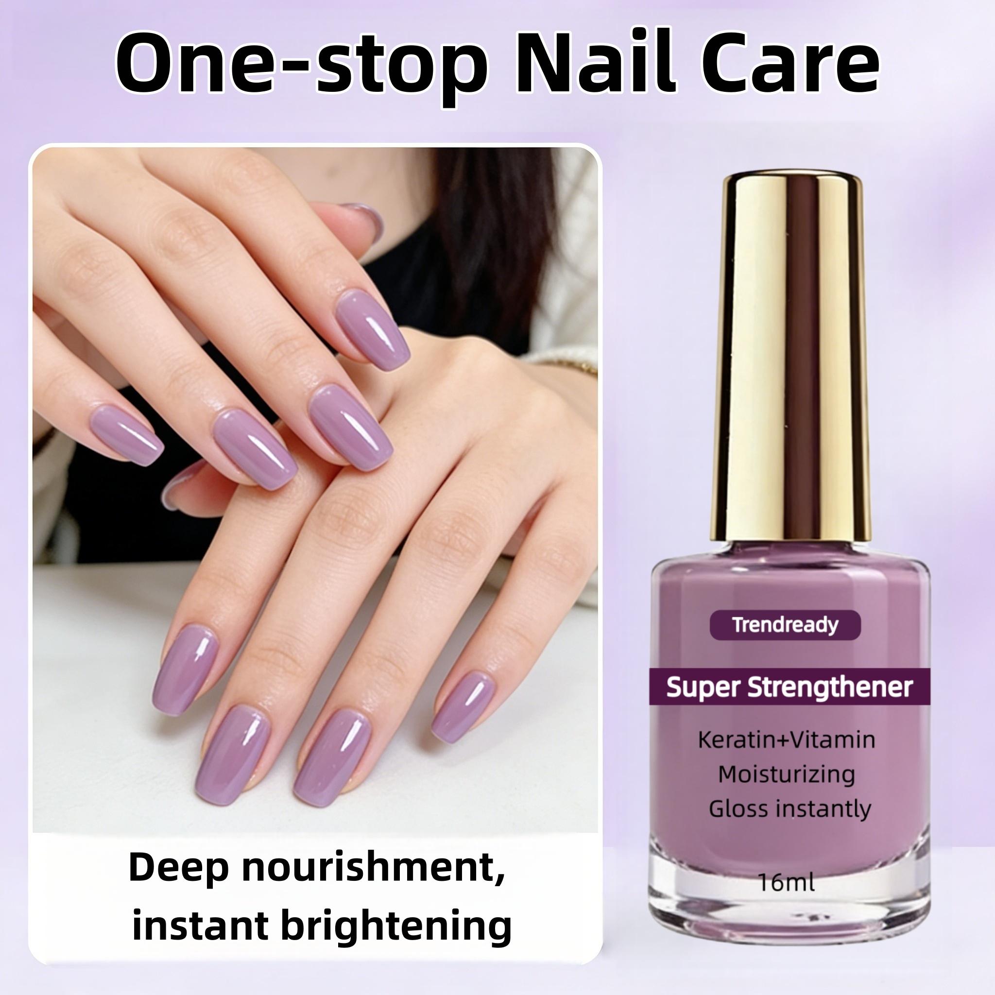 2PCS Nail Strengthener , Splitting, Breaking Nails - Fast Dry Keratin & Natural Protein Hardener, 4-in-1 Nail Polish Care Oil, Alcohol-Free Formula for Instant & 3-Day Nail, Manicure for Hands & Fingers