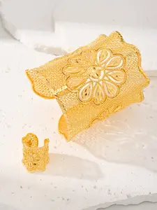 Dubai Style Women's Bracelet Ring Jewelry Set, Luxurious Elegance, Perfect Gift for Her, Fashion Accessory