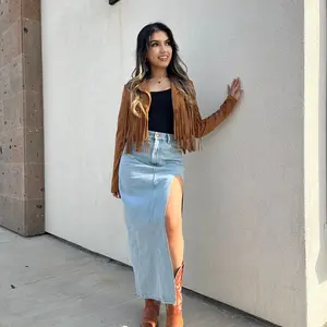 Suede Fringe Sweater - Caramel