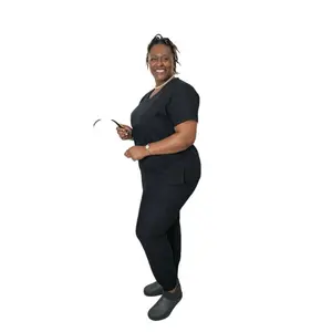 Nikki Curvy Cargo Scrub Jogger High-Waisted 9 Pockets Women's Performance Fabric Graphene Polyester Cuffed Ankles