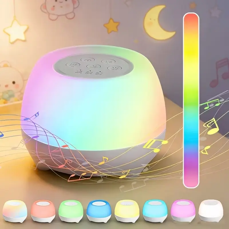 Rgbw Noise Night Light, Led Mood Light, Led Night Lights, Bedroom Atmosphere Lamp, Ambient Night Lamp, Sleep Aid, Multi-Color, 10 Noise Modes, Adjustable Volume, USB Charging, Nightlight For Bedroom, Bedroom Lighting, Bedside Night Light