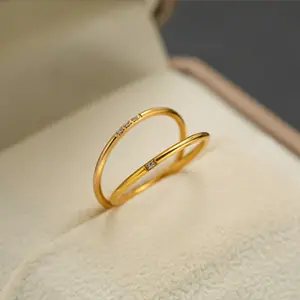 Women’s Ultra-Thin Zircon Titanium Steel Ring | Minimalist Cool-Tone Tarnish-Free Jewelry