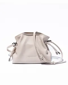 ALLI Drawstring Bucket Bag - Off White Leather