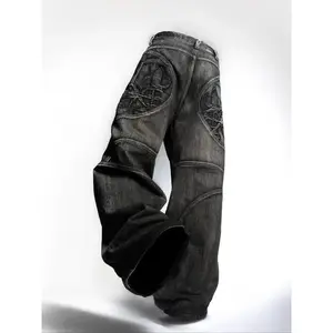 Men’s loose denim jeans with pocket embroidery, casual pants in a four-season street style, comfortable outdoor workwear GARMENTARY