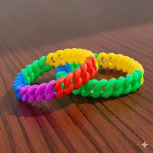 Rainbow Chain Link Silicone Bracelets – Interlocking LGBTQ+ Pride Silicone Wristbands, Colorful Rainbow Link Bracelets for Pride Events, Awareness Campaigns & Community Support