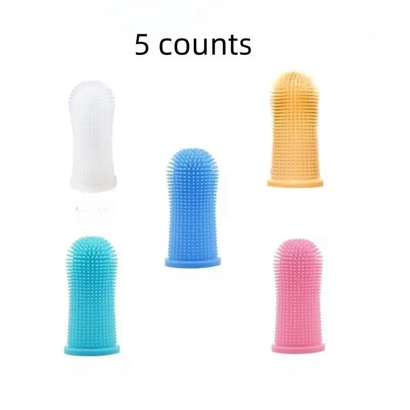 Pet Supplies Silicone Finger Brush Set, Random Colors, Dog Puppy Toothbrush Anti-Stone, Cat Finger Sleeve Brush, Super Soft Silicone Toothbrush