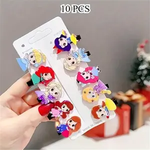 10-Pack Cartoon Hair Clips for Kids, Colorful Duckbill Hairpins, Trendy Style, Girls' Side Hair Accessories