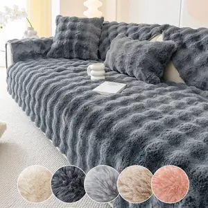1pc Sofa Cover, Soft Plush Pet-Friendly, Warm Anti-Slip Couch Protector, Casual Style, Suitable for Living Room, All Seasons Use, Sofa Couch Covers
