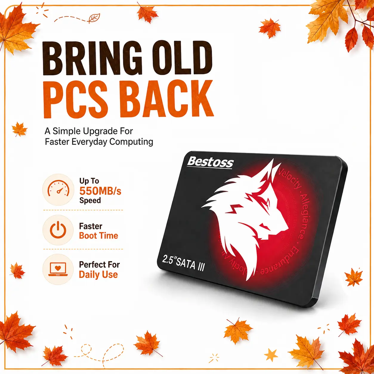 Bestoss 2.5'' SATA III 3D NAND Internal SSD (256GB/512GB/1TB) - Fast Read Speed Up to 550MB/s, PC/Laptop Compatible, 128-4TB Fits Your Files, for Office Users, Sohochic ,Black Friday