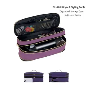 Double-layer large-capacity ultra-thin expandable hair dryer storage bag space storage subdivision components ideal for travel and organization accessories, durable design easy to access Organizational Zipper Storage