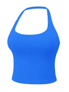 Seamless Halter Tops for Women，2026 Summer Going Out Tops Backless Crop Sleeveless Breathable Workout Shirts Cute Y2k Clothes, Halter Tank Tops for Women Going Out Top Double Lined Crop Backless