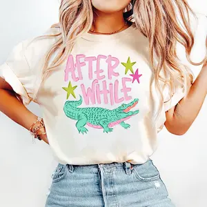 Later Gator After While Shirt, Funny Crocodile Graphic Tee, Cute Front Back Print Shirt, Trendy Summer Outfit