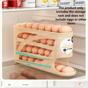 Egg Storage Container with Side Door Design, Space-Saving Large Capacity Auto-Rolling Egg Holder, Durable Plastic Refrigerator Egg Tray with Smooth Surface & Convenient Handle, Ideal for Kitchen & Fridge Organization, Refrigerator Organizer