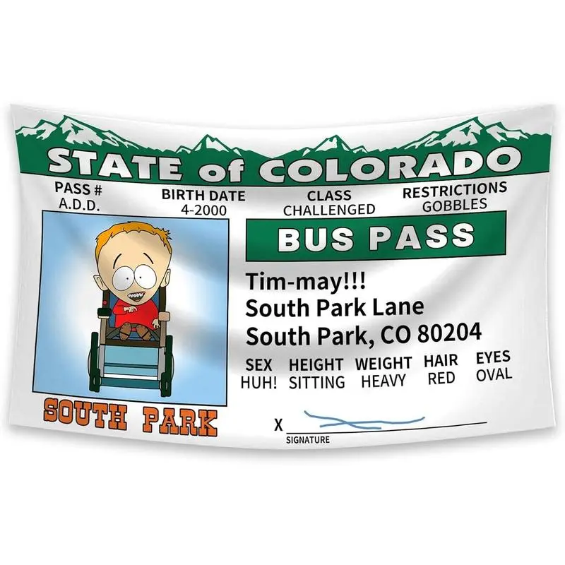 Funny Colorado State Bus Pass Print Tapestry - 40x60 in, Crisp Graphics Polyester Wall Hanging, Dorm Decor for College Rooms, Double Stitched for Outdoor/Patio Use