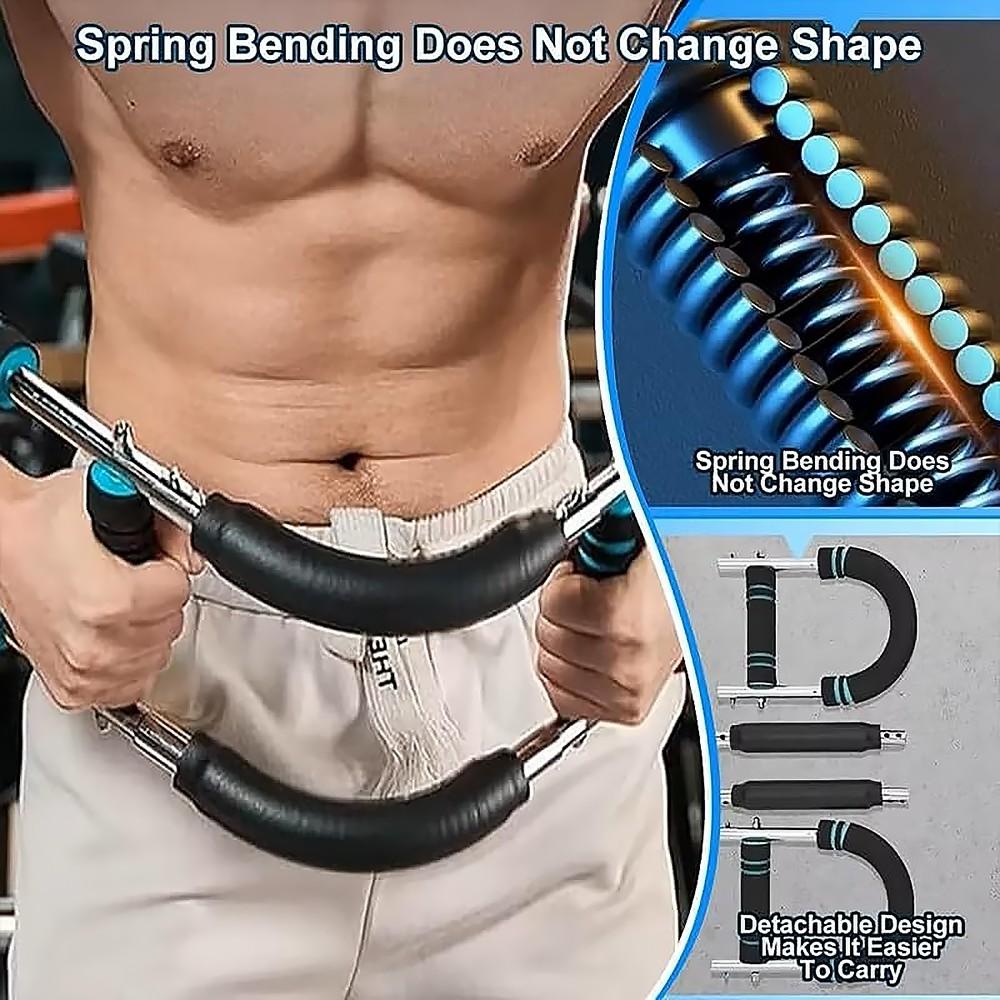 Chest Shoulder Forearm Exerciser, Home & Gym Dual-Use Upper Body Muscle Training Device, 60-100lb Adjustable Power Twister Bar, Portable Detachable Fitness Machine